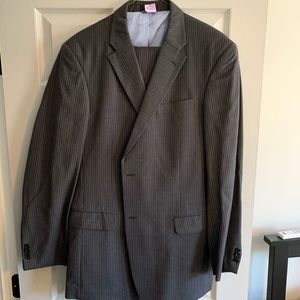 Gray pinstripe suit